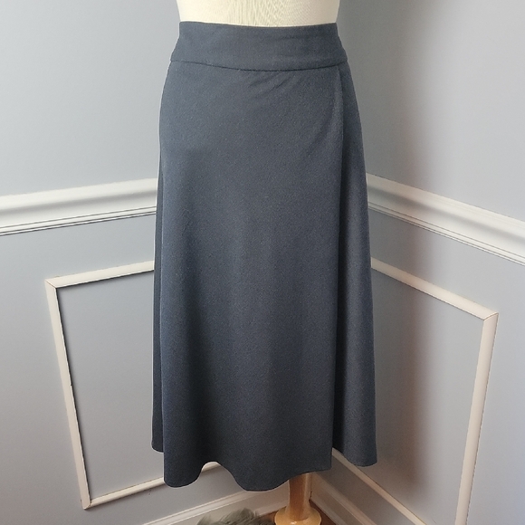 Talbots Dresses & Skirts - TALBOTS Italian Flannel Charcoal Gray Faux‎ Wrap Preppy Midi Office Wool Skirt